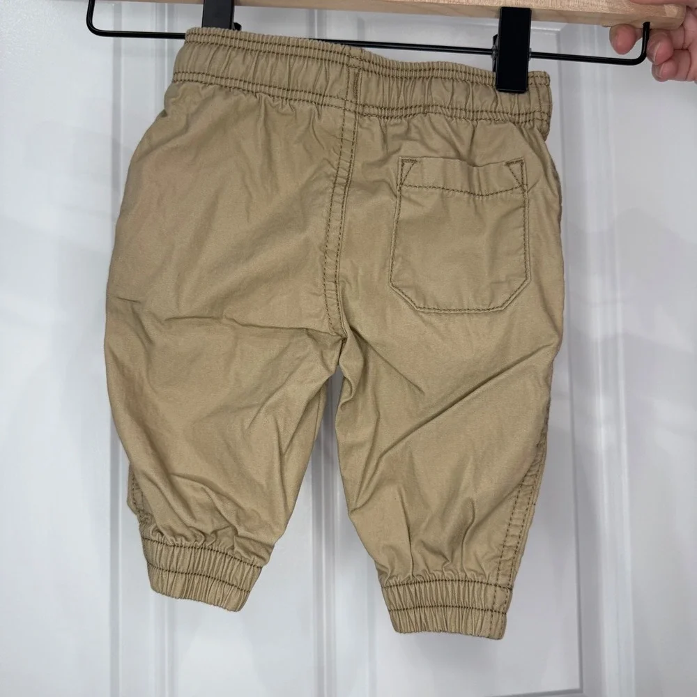 Carters Size 3 Months Tan Jogger Pants Elastic Waist Drawstring‎ Cuffed